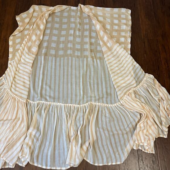 FREE PEOPLE Kenna Kimono Natural Striped Duster Cover Up NWT - Picture 7 of 11